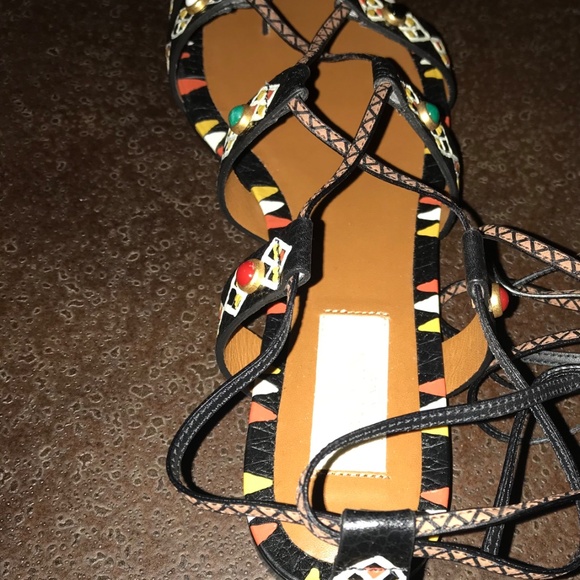 VALENTINO GARAVANI Hand-Painted Leather Studded Gladiator Sandal, 37 - Picture 10 of 10